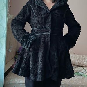 Furry black winter coat